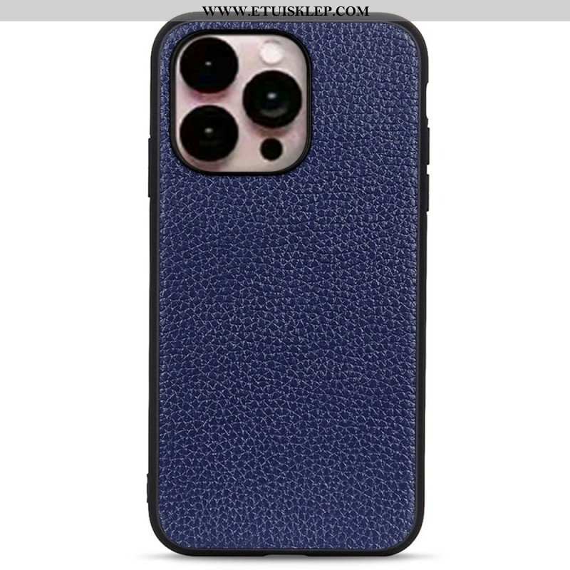 Etui do iPhone 14 Pro Max Prawdziwa Skóra Litchi